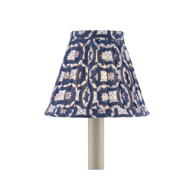 Block Print Navy Multi Pleated Chandelier Shade