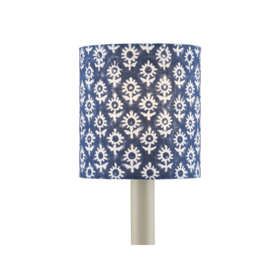Block Print Navy Drum Chandelier Shade